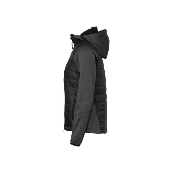 HAKRO-H-10055-schwarz-seitenansicht - Toolcon.works HAKRO 265 Kapuzen-Hybridjacke Contrast Damen