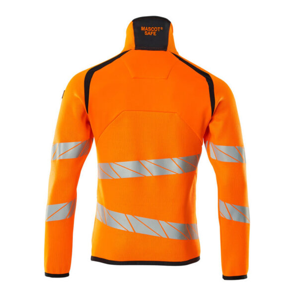 MASCOT-19005-351-hi-vis-orange-schwarzblau-back - Toolcon.works MASCOT Strickpullover mit kurzem Reißverschluss ACCELERATE SAFE 19005-351