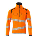 MASCOT-19005-351-hi-vis-orange-schwarzblau-front - Toolcon.works MASCOT Strickpullover mit kurzem Reißverschluss ACCELERATE SAFE 19005-351