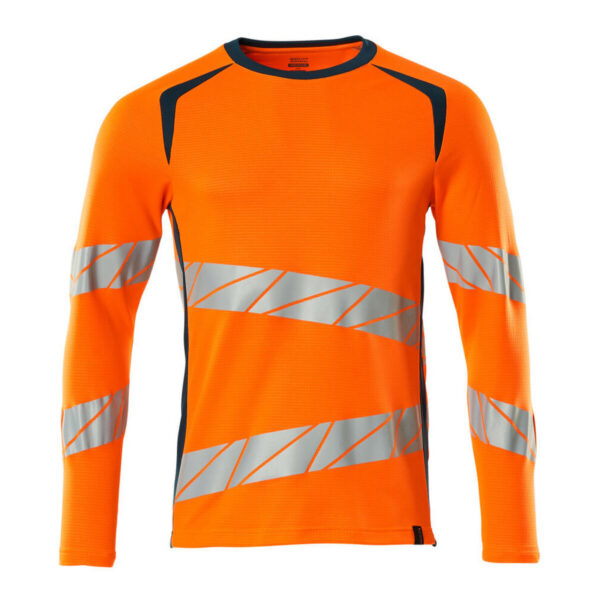 MASCOT Langarmshirt ACCELERATE SAFE in Hi-vis Orange/Dunkelpetroleum, Vorderansicht