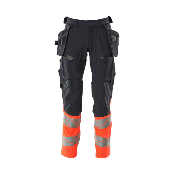 MASCOT Hose mit Hängetaschen ACCELERATE SAFE in Schwarzblau/Hi-vis Rot, Vorderansicht