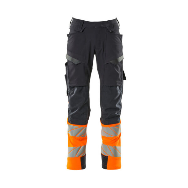 MASCOT Hose mit Knietaschen ACCELERATE SAFE in Schwarzblau/Hi-vis Orange, Vorderansicht