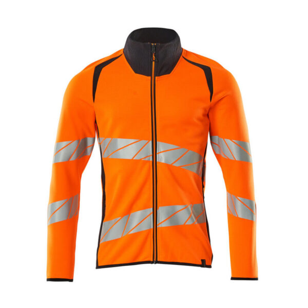 MASCOT Sweatshirt mit Reißverschluss ACCELERATE SAFE in Hi-vis Orange/Schwarzblau, Vorderansicht