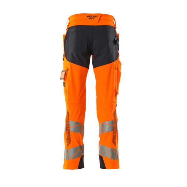 MASCOT-19279-510-hi-vis-orange-schwarzblau-back - Toolcon.works MASCOT Hose mit Knietaschen ACCELERATE SAFE 19279-510