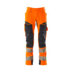 MASCOT-19279-510-hi-vis-orange-schwarzblau-front - Toolcon.works MASCOT Hose mit Knietaschen ACCELERATE SAFE 19279-510
