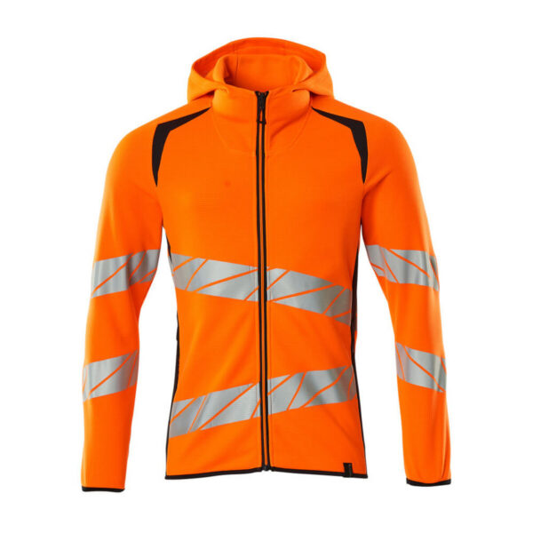 MASCOT Kapuzenpullover mit Reißverschluss ACCELERATE SAFE in Hi-vis Orange/Schwarzblau, Vorderansicht
