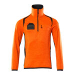 MASCOT-19303-316-hi-vis-orange-schwarzblau-front - Toolcon.works MASCOT Fleecejacke mit kurzem Reißverschluss ACCELERATE SAFE 19303-316