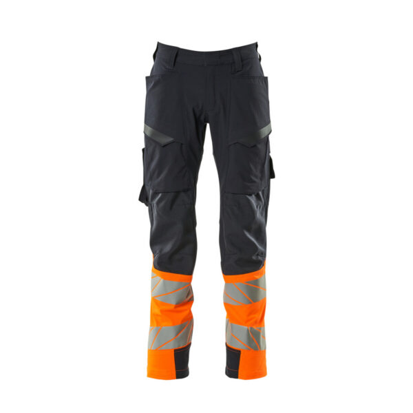 MASCOT Hose mit Schenkeltaschen ACCELERATE SAFE in Schwarzblau/Hi-vis Orange, Vorderansicht