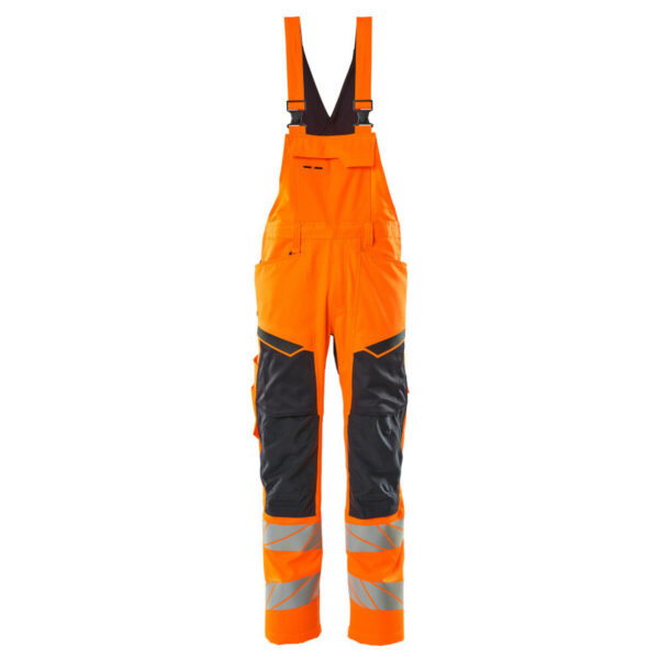 MASCOT Latzhose mit Knietaschen ACCELERATE SAFE in Hi-vis Orange/Schwarzblau, Vorderansicht