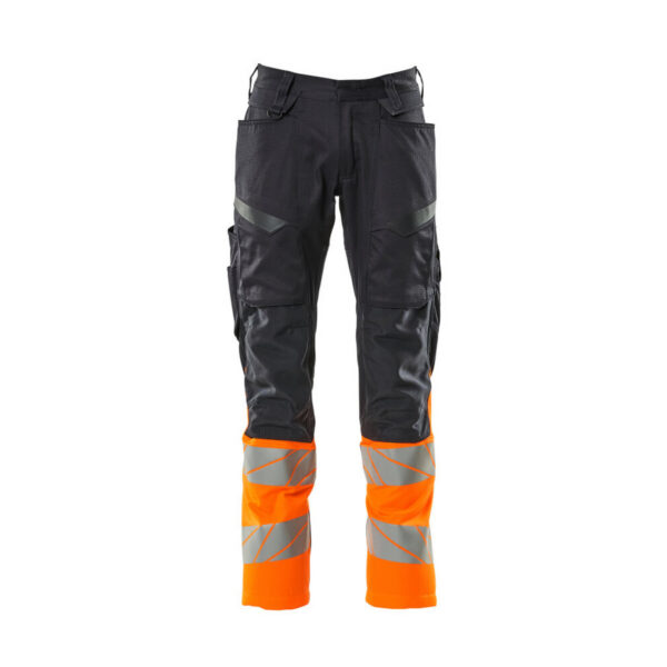 MASCOT Hose mit Knietaschen ACCELERATE SAFE in Schwarzblau/Hi-vis Orange, Vorderansicht