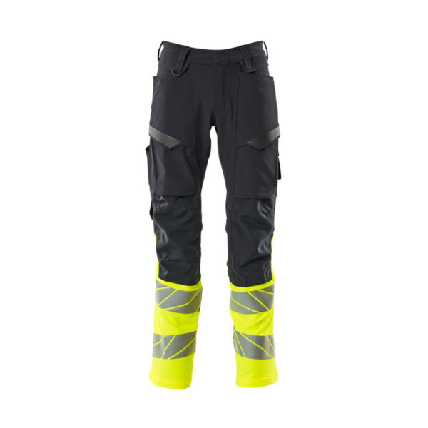 MASCOT Hose mit Knietaschen ACCELERATE SAFE in Schwarzblau/Hi-vis Gelb, Vorderansicht