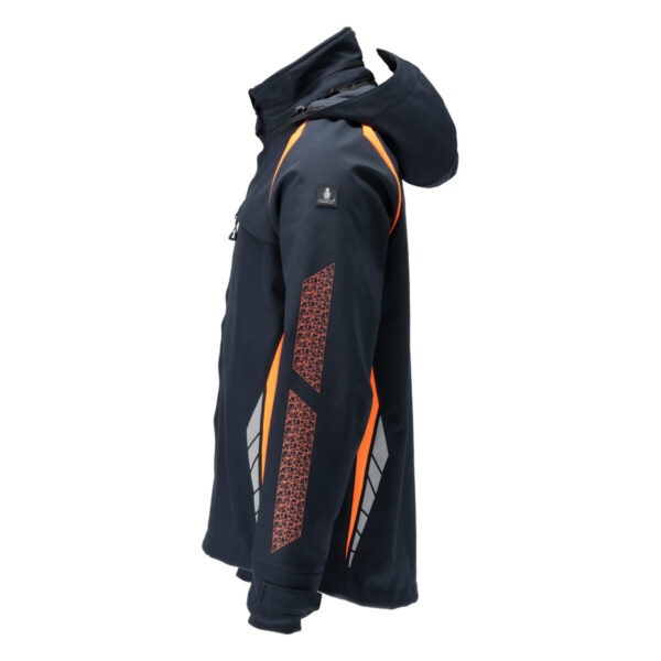 MASCOT-23002-246-schwarzblau-hi-vis-orange-side - Toolcon.works MASCOT Softshelljacke mit Kapuze ACCELERATE SAFE 23002-246