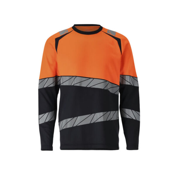 MASCOT Langarmshirt ACCELERATE SAFE in Schwarzblau/Hi-vis Orange, Vorderansicht