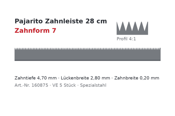 Pajarito Zahnleiste 28 cm