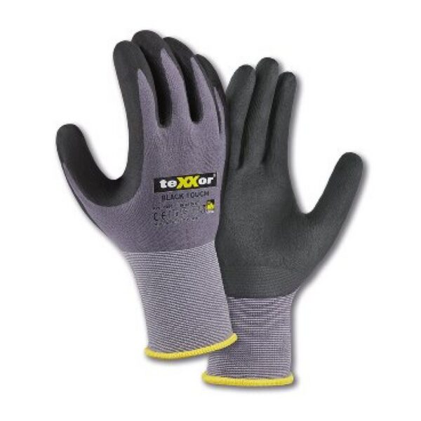teXXor Nylon-Strickhandschuh Nitril 2450 in Grau/Schwarz