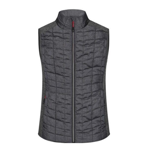 James & Nicholson Strickfleece-Hybridweste Damen JN739 in grau meliert/anthrazit meliert