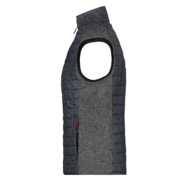 James & Nicholson Strickfleece-Hybridweste Damen JN739 – grau meliert/anthrazit meliert Detail 1 - Toolcon.works James & Nicholson Strickfleece-Hybridweste Damen JN739