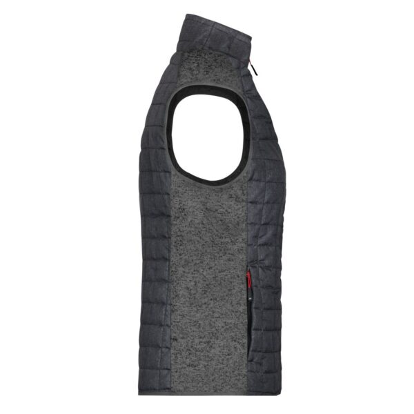 James & Nicholson Strickfleece-Hybridweste Damen JN739 – grau meliert/anthrazit meliert Detail 2 - Toolcon.works James & Nicholson Strickfleece-Hybridweste Damen JN739