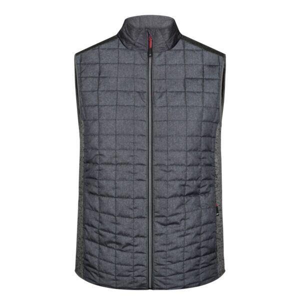 James & Nicholson Strickfleece-Hybridweste JN740 in grau meliert/anthrazit meliert