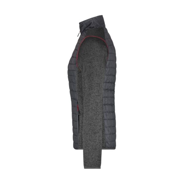 James & Nicholson Strickfleece-Hybridjacke Damen JN741 – grau meliert/anthrazit meliert Detail 1 - Toolcon.works James & Nicholson Strickfleece-Hybridjacke Damen JN741