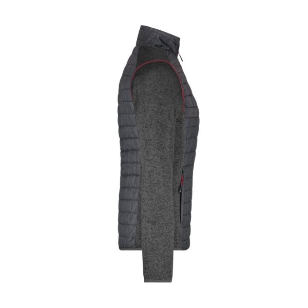 James & Nicholson Strickfleece-Hybridjacke Damen JN741 – grau meliert/anthrazit meliert Detail 2 - Toolcon.works James & Nicholson Strickfleece-Hybridjacke Damen JN741