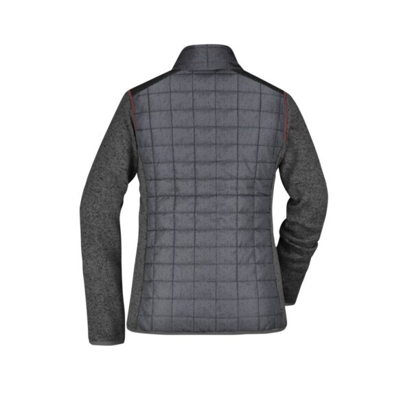 James & Nicholson Strickfleece-Hybridjacke Damen JN741 – grau meliert/anthrazit meliert Detail 3 - Toolcon.works James & Nicholson Strickfleece-Hybridjacke Damen JN741