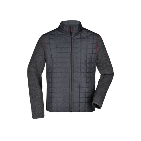 James & Nicholson Strickfleece-Hybridjacke JN742 in grau meliert/anthrazit meliert