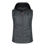 James & Nicholson Strickfleece-Hybridweste mit Kapuze Damen JN767 – grau meliert/anthrazit meliert - Toolcon.works James & Nicholson Strickfleece-Hybridweste mit Kapuze Damen JN767