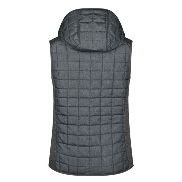 James & Nicholson Strickfleece-Hybridweste mit Kapuze Damen JN767 – grau meliert/anthrazit meliert Detail 3 - Toolcon.works James & Nicholson Strickfleece-Hybridweste mit Kapuze Damen JN767