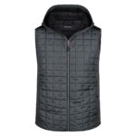 James & Nicholson Strickfleece-Hybridweste mit Kapuze JN768 – grau meliert/anthrazit meliert - Toolcon.works James & Nicholson Strickfleece-Hybridweste mit Kapuze JN768