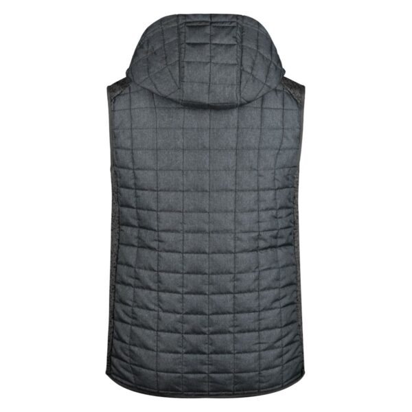 James & Nicholson Strickfleece-Hybridweste mit Kapuze JN768 – grau meliert/anthrazit meliert Detail 3 - Toolcon.works James & Nicholson Strickfleece-Hybridweste mit Kapuze JN768