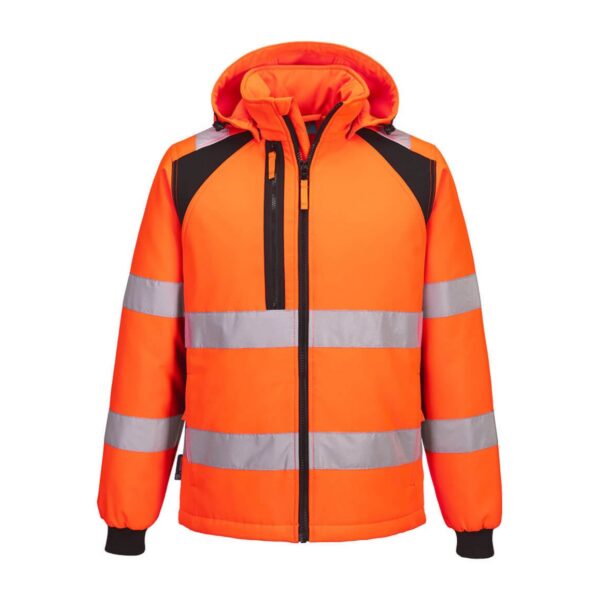Portwest WX2 Hi-Vis gefütterte Softshelljacke (2L) CD809 in Hi-vis Orange/Schwarz