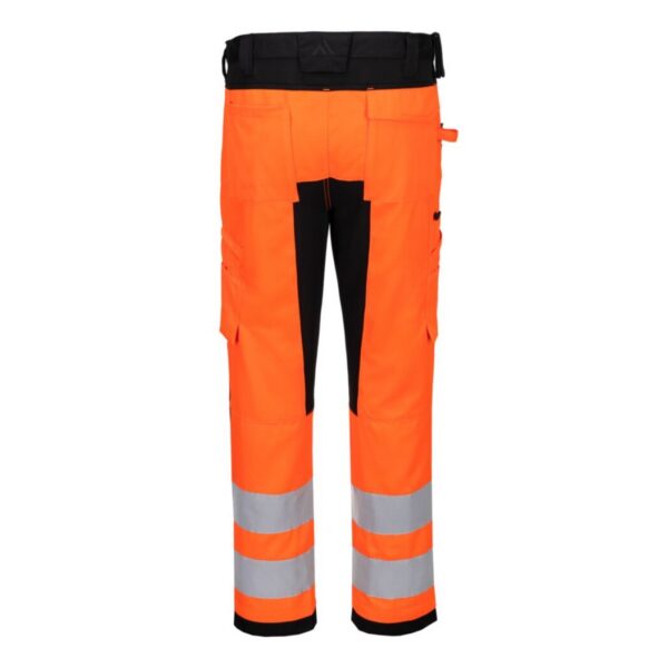 Portwest WX2 Eco Hi-Vis Stretch Arbeitsbundhose CD848 – Hi-vis Orange/Schwarz Rückseite - Toolcon.works Portwest WX2 Eco Hi-Vis Stretch Arbeitsbundhose
