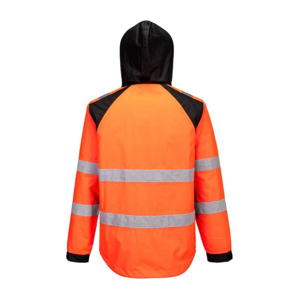 Portwest WX2 Eco Hi-Vis Regenjacke CD860 – Hi-vis Orange/Schwarz Rückseite - Toolcon.works Portwest WX2 Eco Hi-Vis Regenjacke